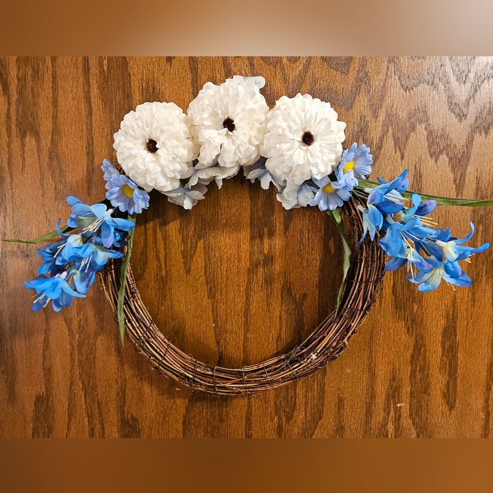 Handmade blue/white wreath